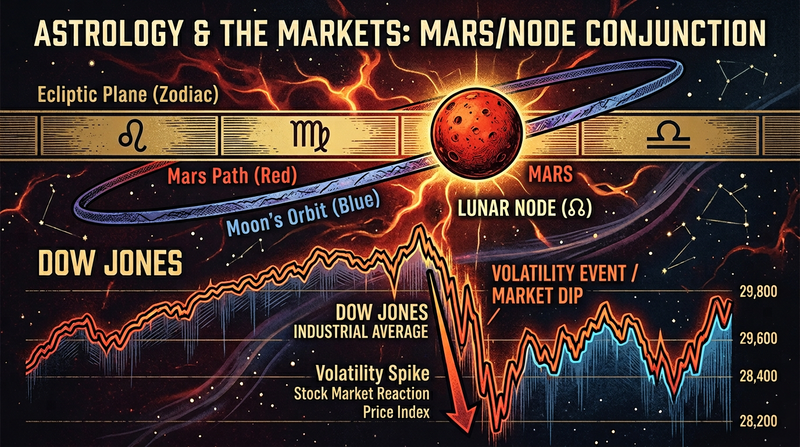 Mars, lunar node, and Dow Jones correlation