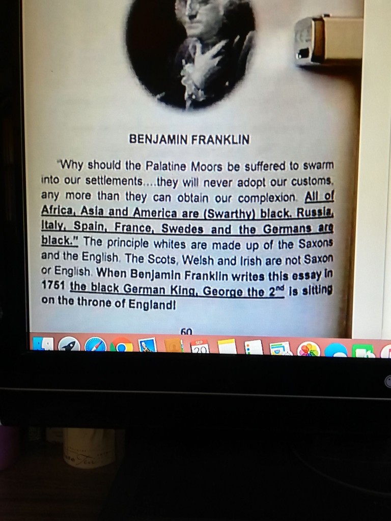 Screenshot under investigation — Franklin page with “Palatine Moors” and George II gloss