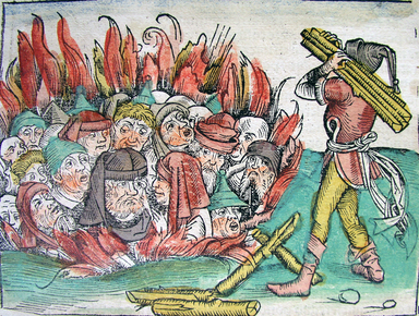The “burning of the Jews” depiction during Europe’s Black Death