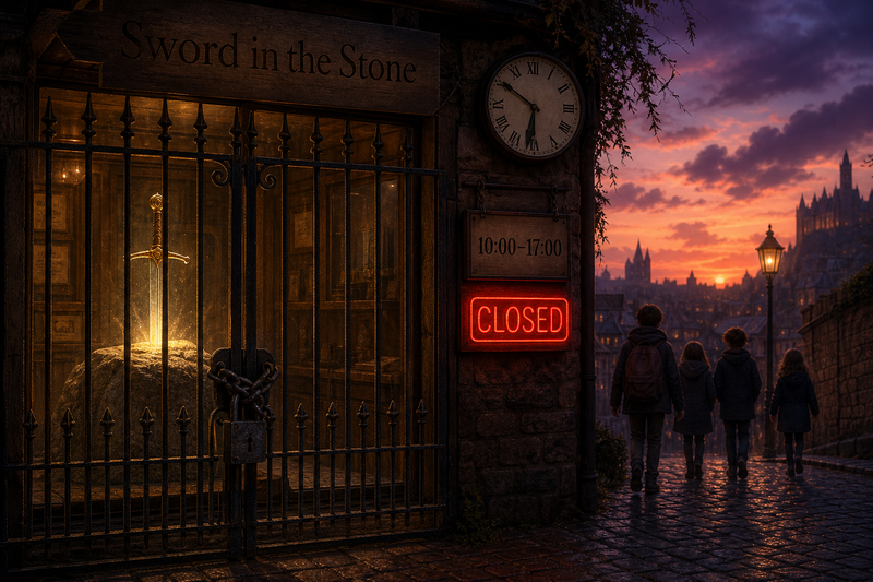 Open source as sword in the stone — gated exhibit, alternate framing (metaphor figure)