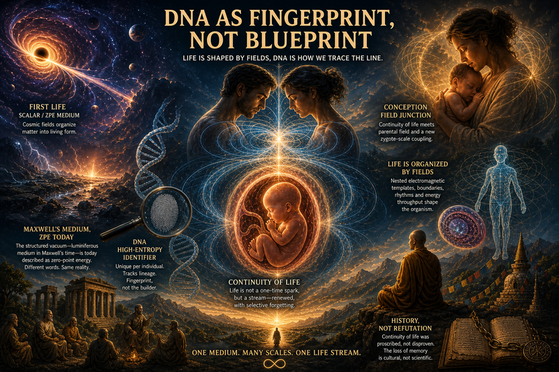DNA as fingerprint, not blueprint — scalar life investigation